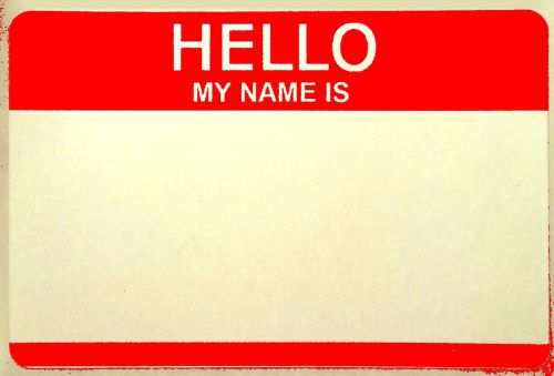 200 RED &#034;HELLO MY NAME IS&#034; NAME TAGS LABELS BADGES STICKERS PEEL STICK ADHESIVE
