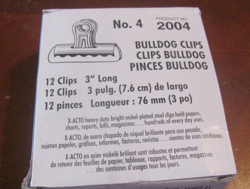 NEW! Bulldog 3&#034; clips, 12 pack, heavy duty paper clip, office/school/report use