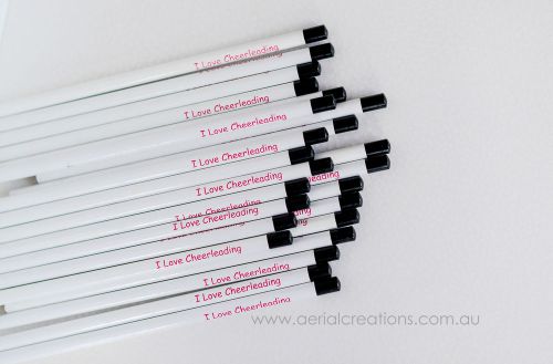 Cheerleading Pencils - 10 PACK - WHITE barrel