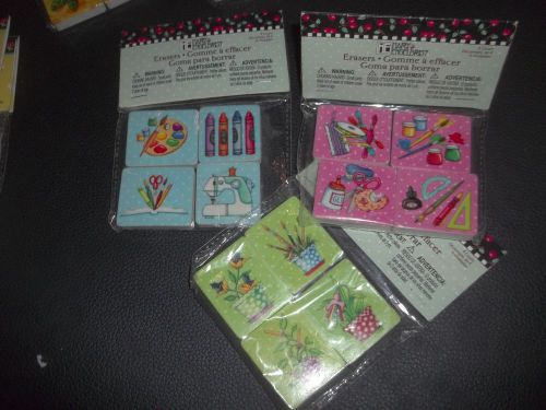 Lot of 3 packages of   small  Novelty  Erasers