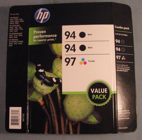 GENUINE HP 3 PACK OF INK CARTRIDGES 2 BLACK 94 1 TRI-COLOR C9347BN NEW IN BOX