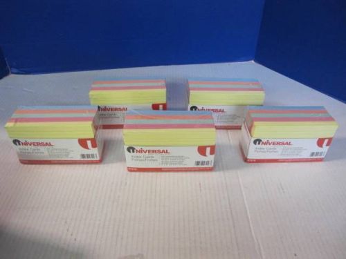 UNIVERSAL 47126 ASSORTED RULED INDEX CARDS 5 PACKS OF 250 3&#034; X 5&#034;