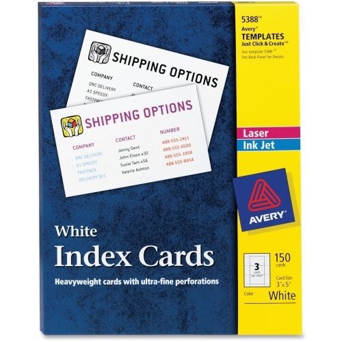 Avery Printable Index Card - For Laser, Inkjet Print -A7 -3&#034;x5&#034; - 150/Box