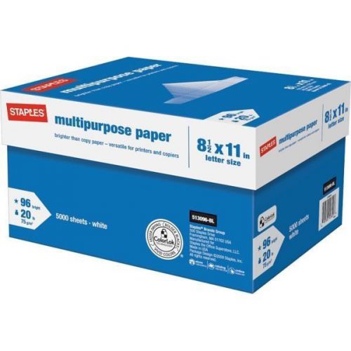 Staples multipurpose paper, 8 1/2&#034; x 11&#034;, 1 case,10 reams/case; 5000 sheets box for sale