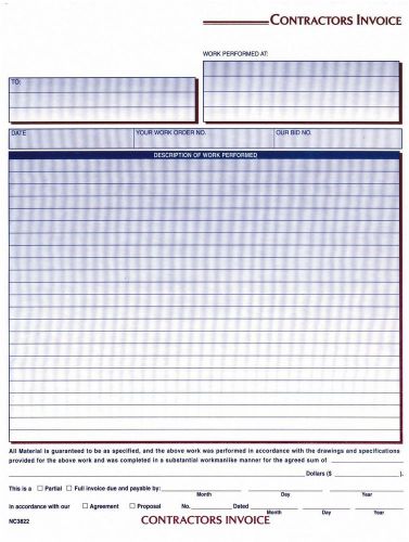 Tractor Invoice Forms 8.5 X 11.44 Part Carbonless 100 Pack Nc3822