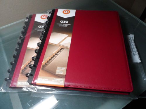 2 Staples Arc Customizable Leather Notebook System, Burgundy, 9-1/2 x 11-1/2&#034;