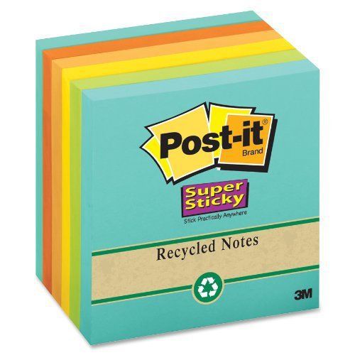 Post-it Recycled Super Sticky Notes In Farmers Market Colors - (6546ssnrp)