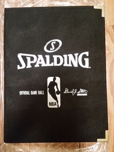 NBA SPALDING Official Game Ball covered 8 1/2&#034; x 11&#034; note pad (David Stern)