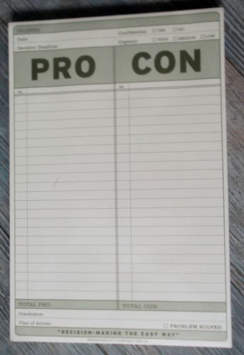 Pro Con jotter pad for the undecided