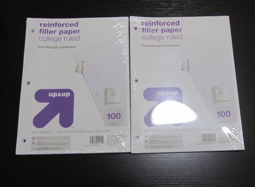 Reinforced Filler Paper, College Ruled 2 Set of 100 sheets 10.5&#034; x 8&#034;