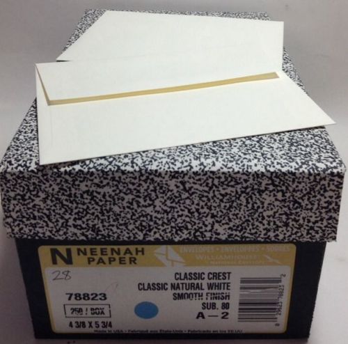 Neenah Classic Crest Natural White Smooth Finish Sub 80 A-2 Envelopes 215/250
