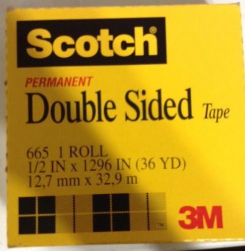Lot Of (2) Scotch 665 Double-Sided Tape, 1/2&#034; X 1296&#034;, 3&#034; Core, Transparent C42