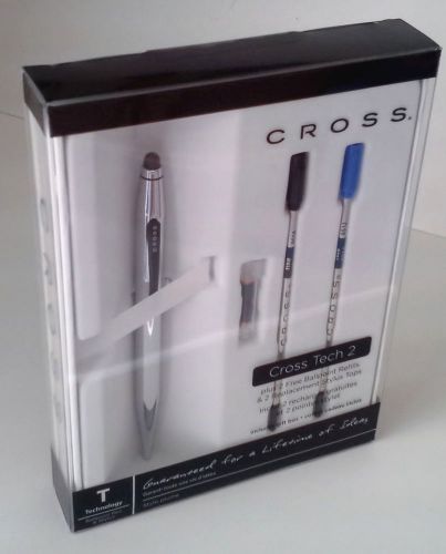 CrossTech2 Ballpoint &amp; Stylus Pen Medium Point Chrome Barrel Black/Blue