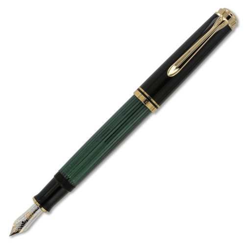 Pelikan Souveran 600 Black/Green GT Fine Point Fountain Pen - 980011