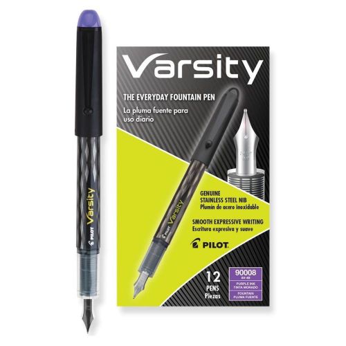 Pilot SV-4B Varsity Fountain Pen, Disposable, Purple (PIL 90008) - 12/pk