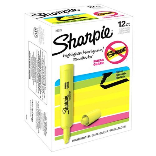 Sharpie Accent Fl Yellow Tank-Style Highlighter 1 Box 25025
