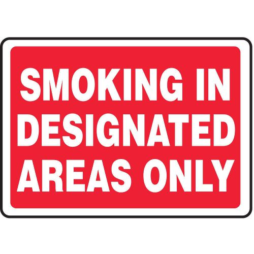 No Smoking Sign, 10 x 14In, WHT/R, PLSTC MSMK911VP