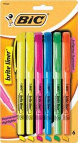 BIC Brite Liner Highlighter Set Fluorescent Colors Chisel 6 Pack