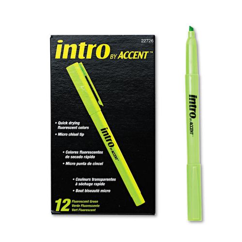 Papermate Intro Highlighters, Chisel Tip, Fluorescent Green, Dozen - PAP22726