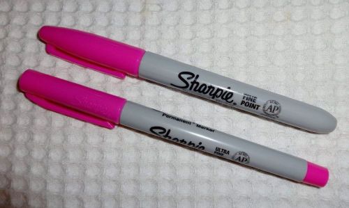 2 sharpie permanent markers -pink- 1 ultra fine point &amp; 1 fine point-new for sale