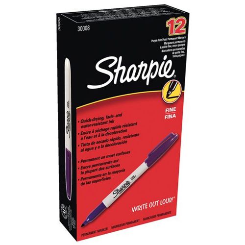 Sharpie Permanent Marker Pen Fine Point Purple 1 Box