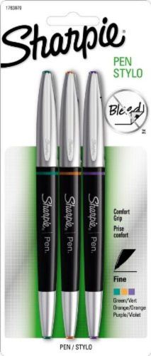 NEW Sharpie 1763979 Fine Point Grip Pen, Fashion Colors, 3-Pack