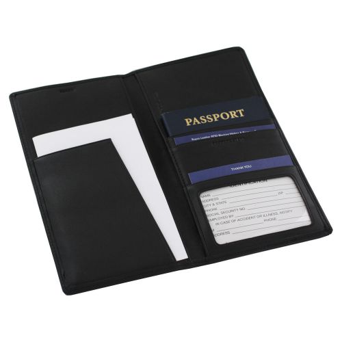 Royce leather overside airline ticket &amp; passport holder, black (211-black-11) for sale