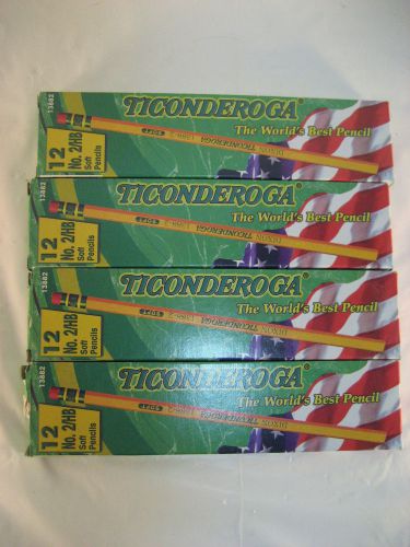 Dixon Ticonderoga Wood #2 Soft Pencils 4 Boxes of 12 with Boston Sharpener!