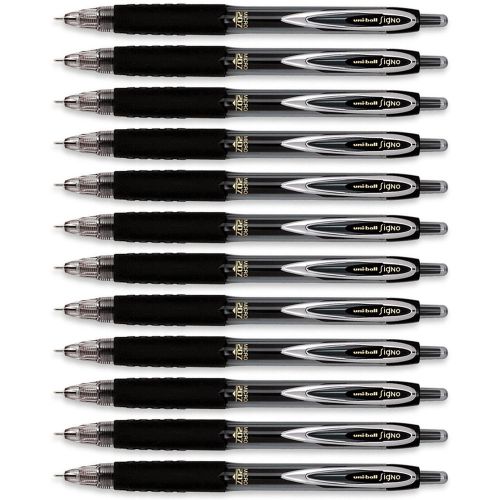 Uni-Ball 207 Retractable Gel Pen Black Ink Micro .5mm Point 12-Pens 61255
