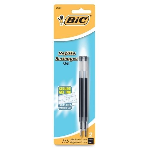 BIC Velocity Retractable Gel Pen Refill - Black - 2 / Pack