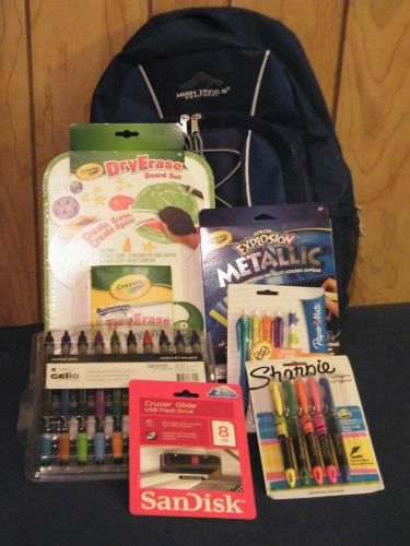 NEW Blue Trails Backpack + $80 in Extras Pens/Highlighters + 8GB USB Drive