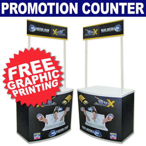 Promotional demo counter trade show pop up display portable kiosk free printing for sale