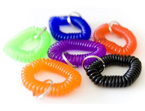 12 NEW SPIRAL WRIST COIL KEY CHAIN KEY RING HOLDER - 6 COLOR AVAILABLE FREE SHIP