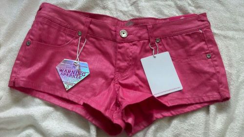 Almost Famous Shimmery PINK Booty Shorts Shortie 11 NWT 8/10 glittery clubwear
