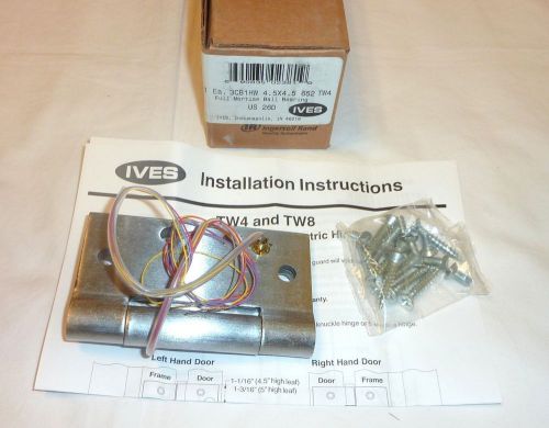 Ives 3cb1hw tw4 4.5&#034; x 4.5&#034; 652 electric thru-wire door hinge satin chrome new! for sale
