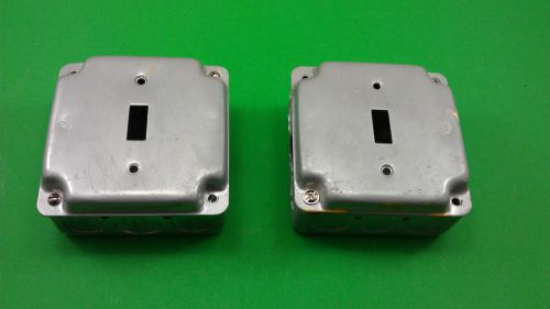 4.0&#034; x 4.0&#034; x 2.0&#034; Square Electrical Box With Cover For Toggle Switch, Lot Of 2