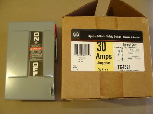 GE SPEC SETTER TG4321 TYPE A 120 208Y 240 VAC 3P 4W 30A FUSIBLE ENCLOSED SWITCH