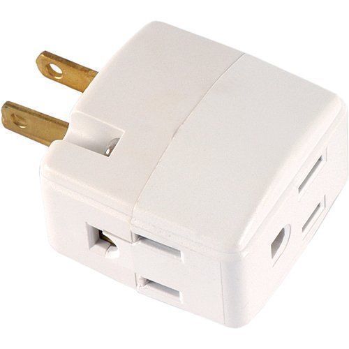 58368 3-Grounded Outlet Adapter, White