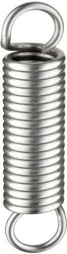 Extension Spring  302 Stainless Steel  Inch  0.5&#034; OD  0.075&#034; Wire Size  1.75&#034; Fr