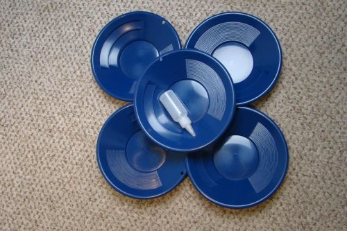Lot of 50 - 10&#034; blue gold pans w/ bottle snuffer-panning kit-mining dbl riffle for sale