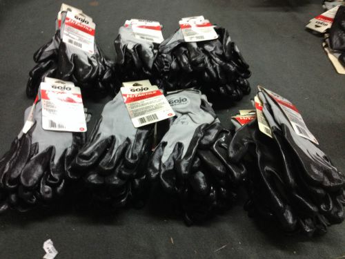 Gojo, lot of 6, technician work gloves, nitrile coating  oil liquid repellent xl for sale