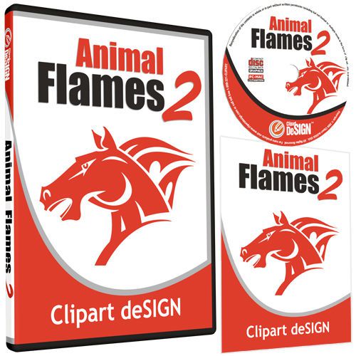ANIMAL FLAMES 2 CLIPART-VINYL CUTTER PLOTTER CLIP ART IMAGES-VECTOR CD
