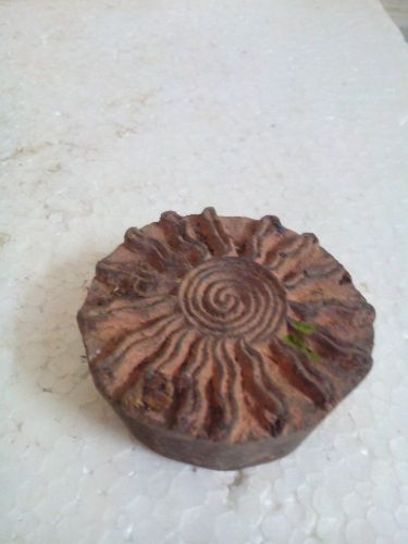 Vintage Old  Hand Carved sun design single Wooden Textile Printing Block