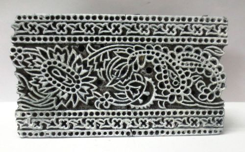 VINTAGE WOODEN HAND CARVED TEXTILE PRINTING ON FABRIC BLOCK STAMP DESIGN HOT 239