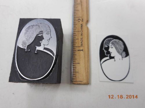 Printing Letterpress Printers Block, Art Deco Women&#039;s Profile Faces