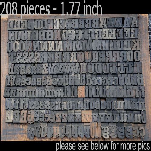letterpress wood printing blocks 208 pcs 1.77&#034; tall alphabet type woodtype ABC