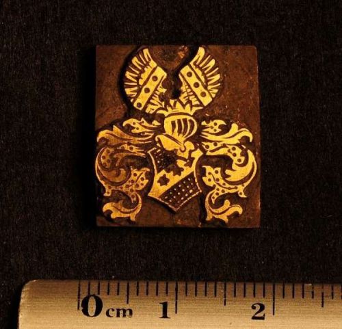Art Nouveau ornament bookbinding Brass Type Letterpress hot stamp arms emblem