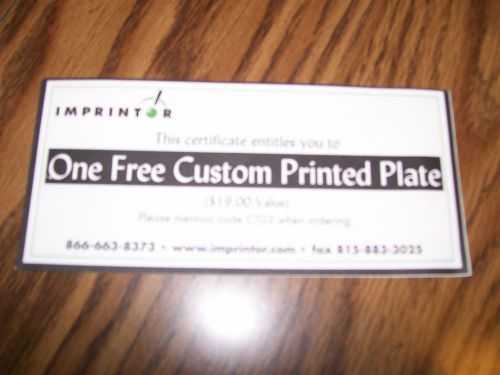 Imprintor - Free Plate Certificate