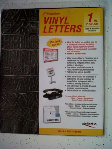 New Deflect-o One Inch 1&#034; Stick-On Black Vinyl Letters Helvetica 260 piece