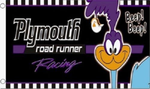 Plymouth Road Runner Car Racing Flag 3&#039; x 5&#039; Deluxe Indoor Outdoor Banner beep